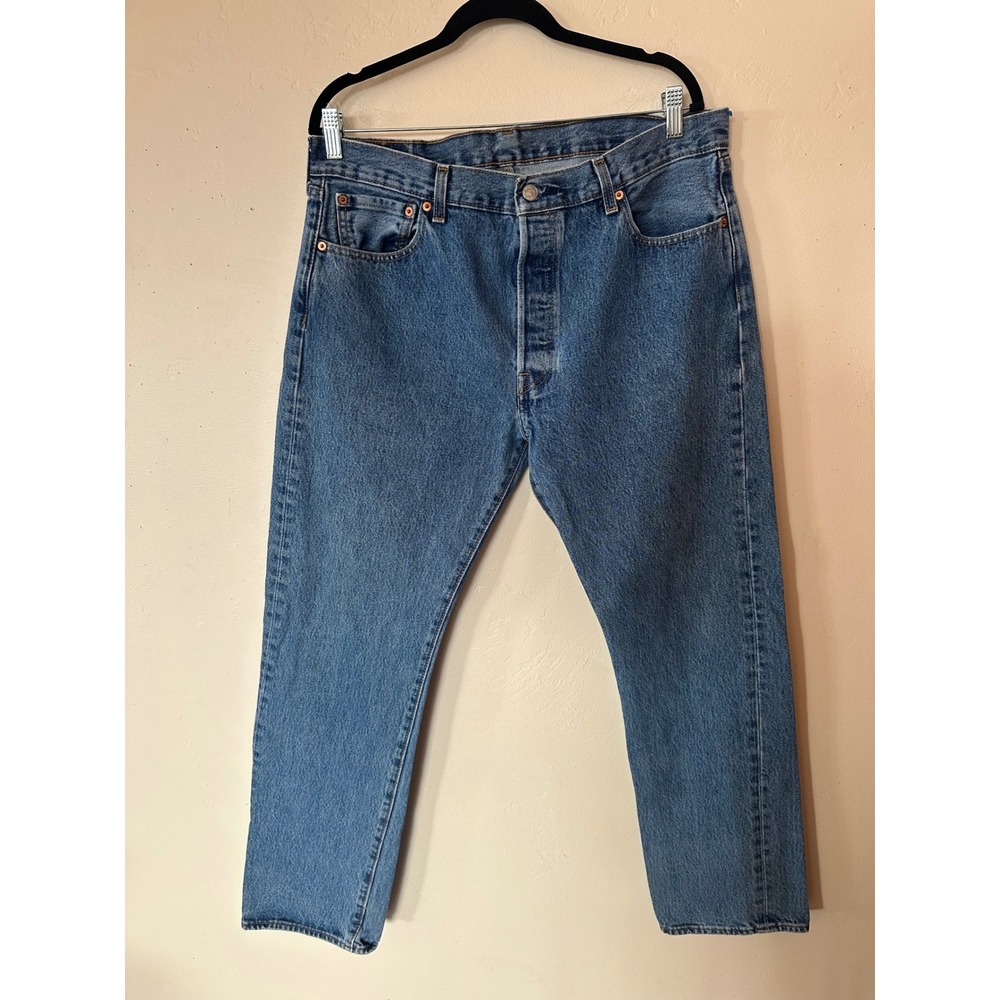 Levis 501 Original Fit Mens Blue Jeans Medium Wash Straight Leg Denim 36x32